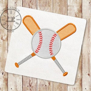 May include: Embroidered design of two crossed baseball bats with a white baseball in the center. The baseball has red stitching.