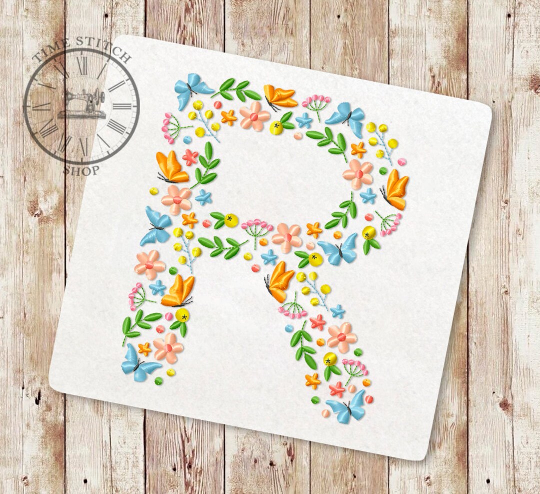 Floral Letter R Machine Embroidery Design Wildflower Alphabet Font From ...
