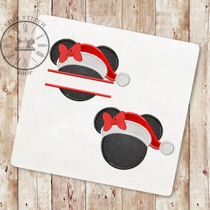 Weihnachten Maus Applikation Stickmuster, Maus Kopf geteilt Stickmuster, Maschinenstickerei, Weihnachten Stickmuster, Instant Download 080