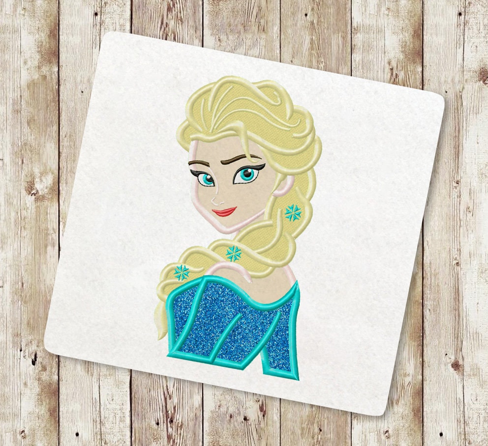 Princess Applique Embroidery Design, Baby birthday Applique Embroidery Design, Ice Queen Machine Embroidery Design, Instant Download, 017