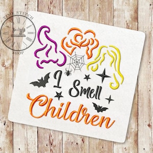 Hocus Embroidery Design, I smell Children Embroidery Designs, Halloween Embroidery Designs, Sisters Witch Embroidery, 189
