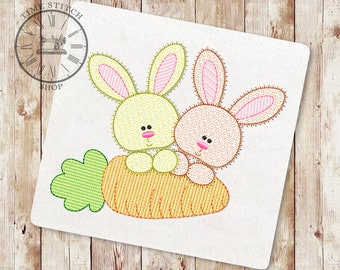 Hasen mit Möhren Stickdatei, Skizze Osterstickerei, Osterhase Skizze, Ostern Baby Stickdatei, Sofort Download, 243