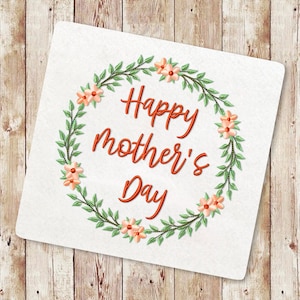 Happy Mother&#39;s Day Embroidery Designs, Flower wreath Machine Embroidery Design, Wildflower Wreath, Simple floral monogram frame, 152