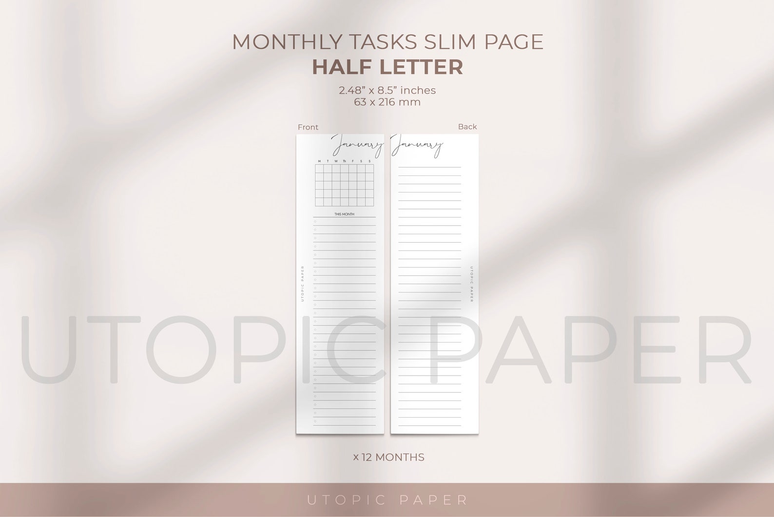 Half Letter Monthly Planner Printable Insert, Planner Inserts Half ...
