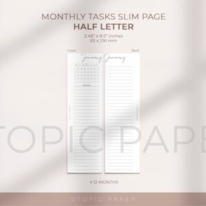 Half Letter monthly planner printable insert, Planner Inserts Half Letter, Planner Inserts Printable, Half Letter Ring Printable