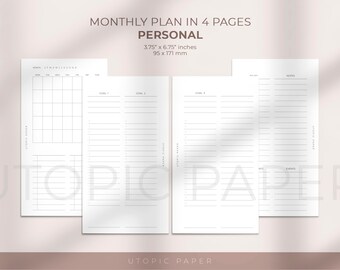 Personal Monthly Planner Insert, Monthly Overview, Printable Planner Inserts, Monthly Goal Planner Printable, Monthly Goal Template