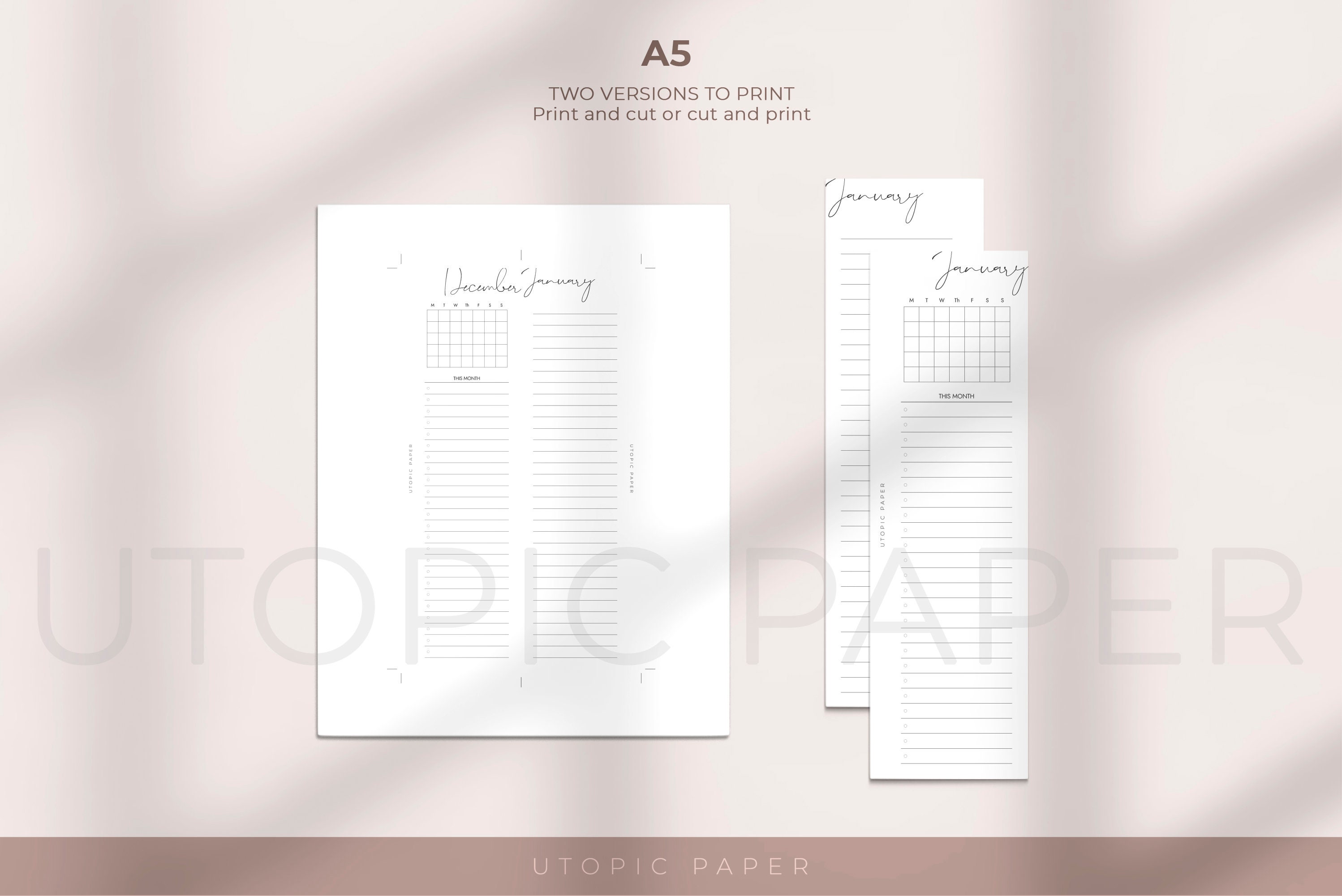 A5 Monthly Planner Printable Insert, Planner Inserts A5, Planner ...