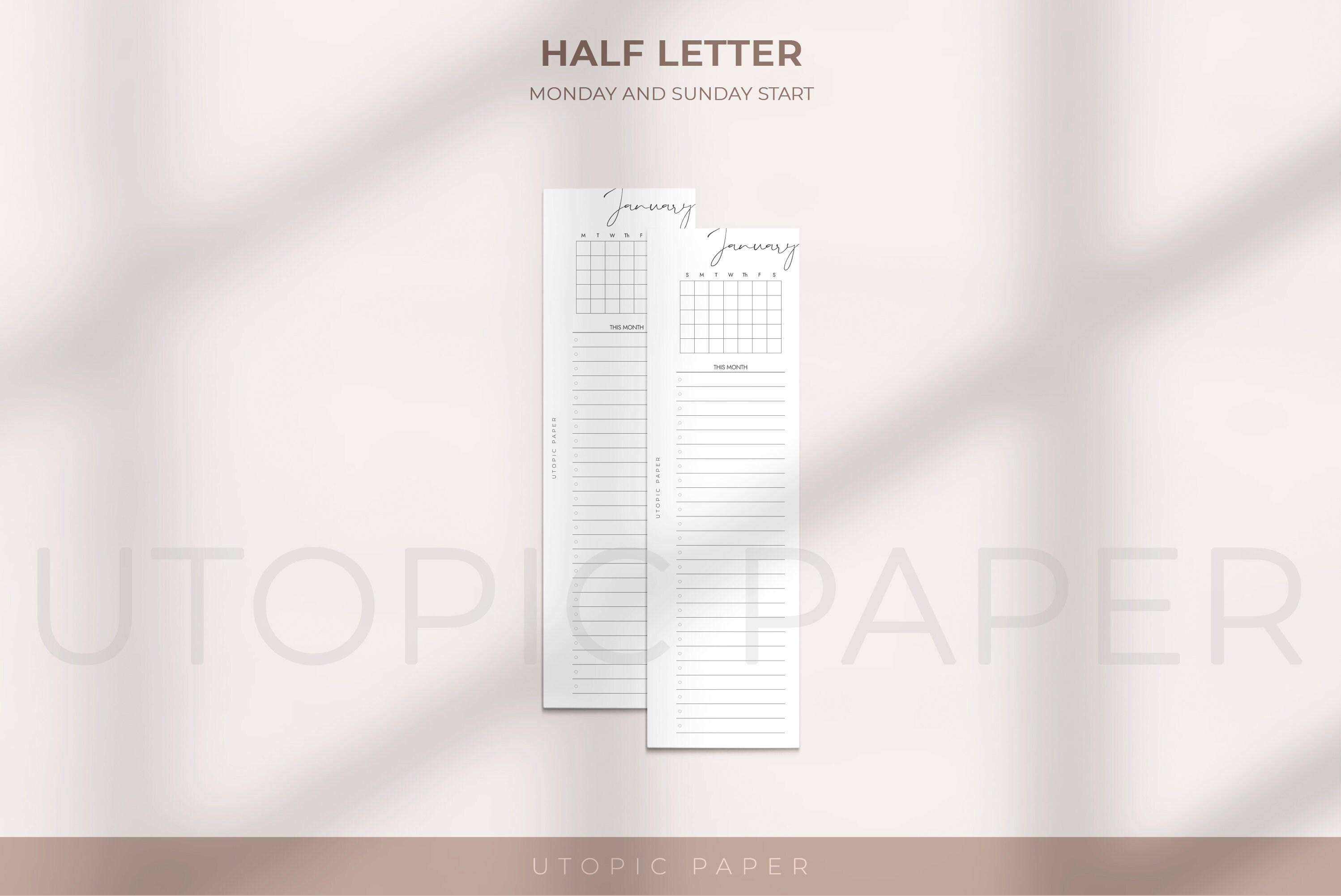 Half Letter Monthly Planner Printable Insert, Planner Inserts Half ...