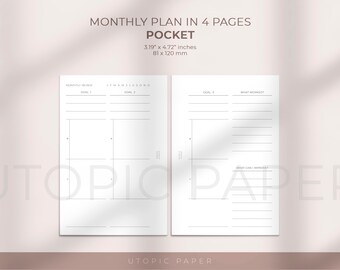Monthly Review Planner Insert Pocket, Monthly Review, Monthly Goals Review, Printable Planner Inserts, Monthly Goal Template, Undated