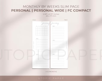 FC Compact Monthly Task list week by week, Undated Monthly Planning Printable, Printable Insert, Planner Insert, Instant Download