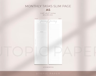 A5 monthly planner printable insert, Planner Inserts A5, Planner Inserts Printable, Slim A5 Insert, Planner Insert, Monthly Planner Pages