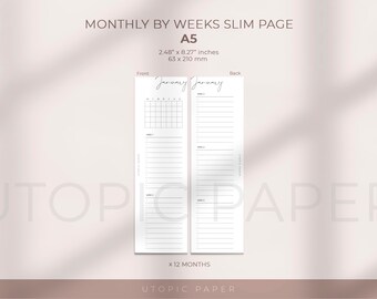 A5 Monthly Task list week by week, Undated Monthly Planning by week Printable, Printable Inserts, Planner Inserts, Instant Download