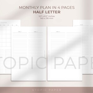 Half Letter Monthly Planner Insert, Monthly Overview, Printable Planner Inserts, Monthly Goal Planner Printable, Monthly Goal Template