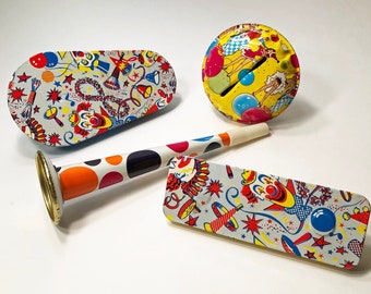 Mid Century Party Favors Vintage NoiseMakers Display item Vintage Tin Crank NOISEMAKERS New Year/'s Eve NoiseMakers Vintage Party Decor