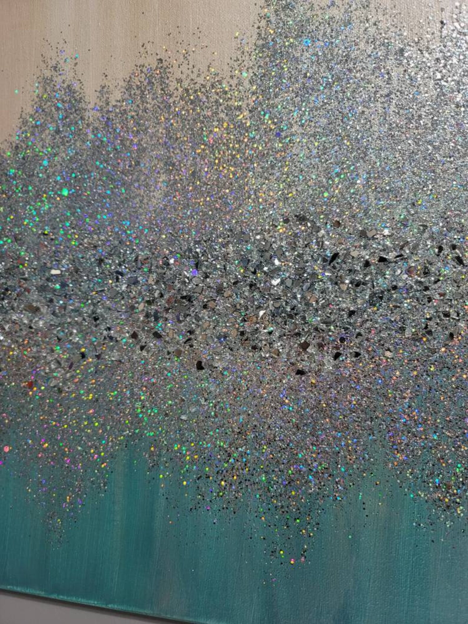 Glitter Art Silver Glitter Glass Art Silver Glitter Art Etsy