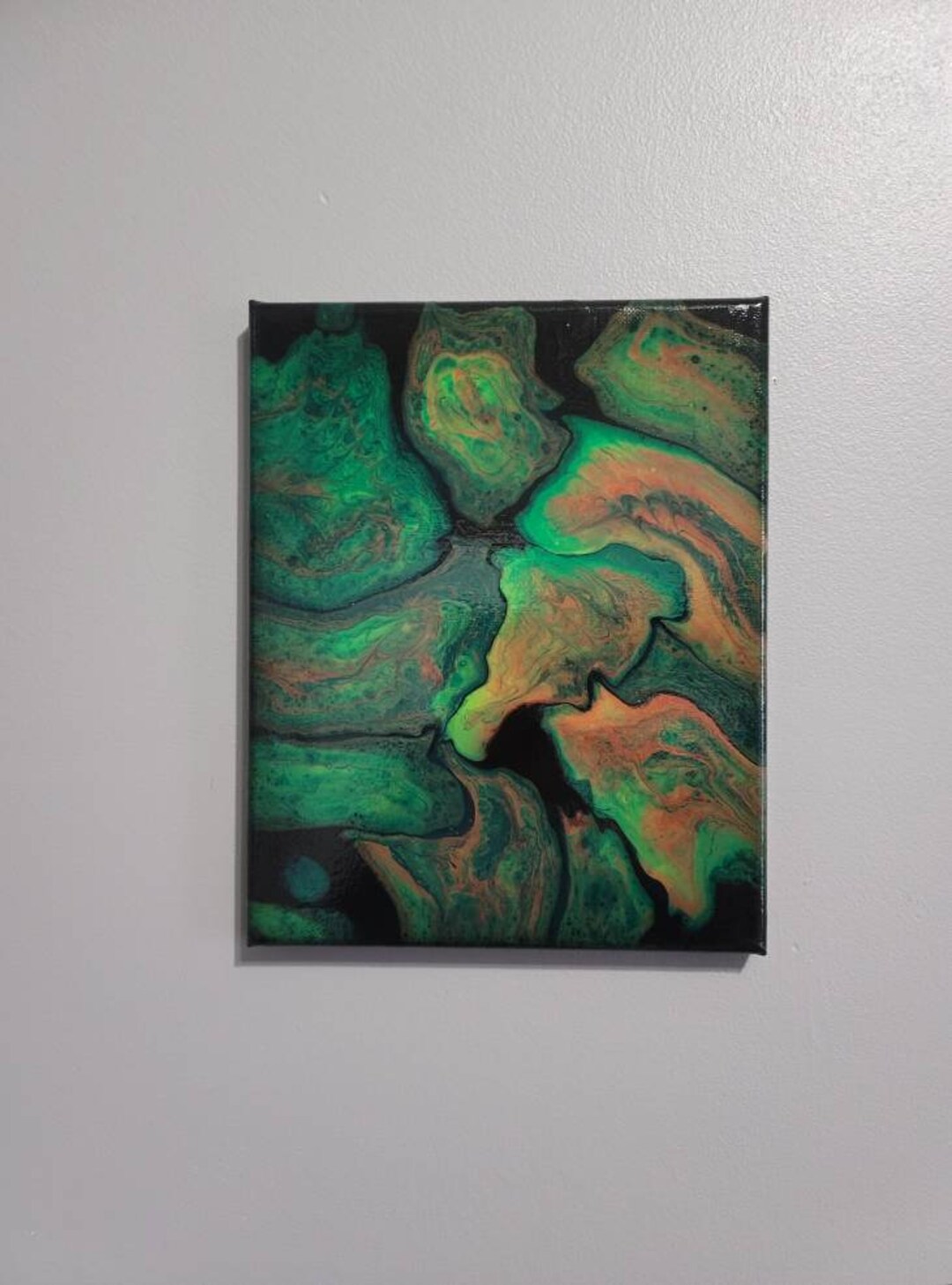 Acrylic Pour Painting on Canvas Fluid Art Original Artwork, Florescent