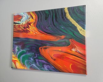 Original Acrylic Pour Painting: Abstract Fluid Art on Canvas (16x20")
