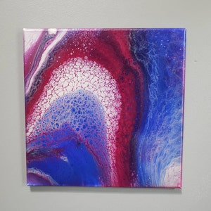 Acrylic Pour Painting On Canvas Fluid Art Original Artwork Abstract Painting Flow Art Wall Hangings 12x12&quot;