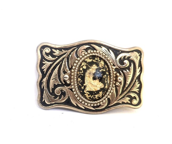 Croghan's Engine Turned Gold Plated Belt Buckle 1′′