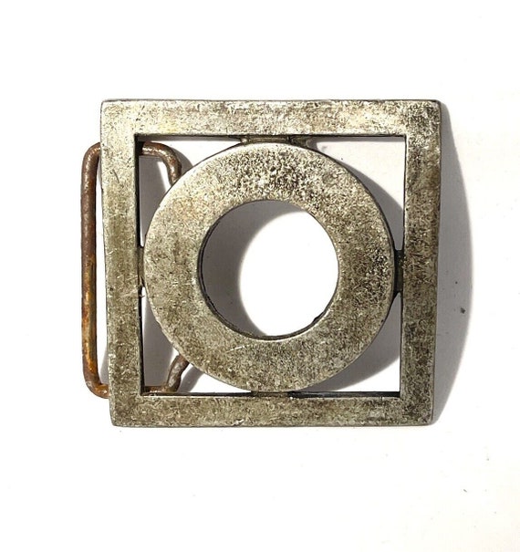 Vintage Beth Frank Circle In  Square Pewter Buckle - image 1