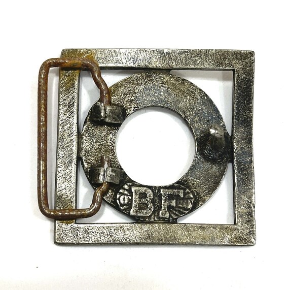 Vintage Beth Frank Circle In  Square Pewter Buckle - image 5