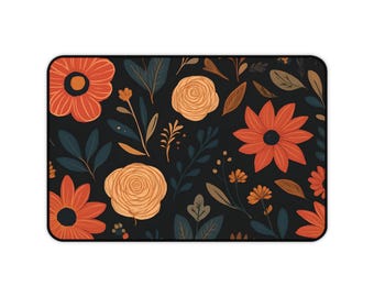Floral Desk Mat: Neoprene Office Decor, Non-Slip Workspace Accessory