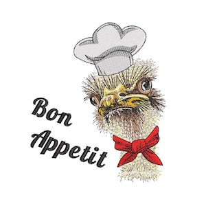 Ostrich cook Machine embroidery designs, Kitchen embroidery files, Instant download
