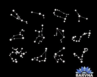 Machine embroidery designs Zodiac signs, Zodiac Constellation embroidery files, Instant download
