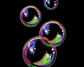 Soap Bubbles Machine Embroidery Design, Playful Embroidery Files (Digital Download)