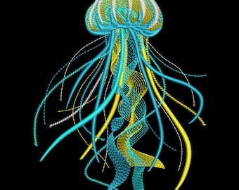 Jellyfish Machine Embroidery Design, Ocean Theme Embroidery File (Digital Download)