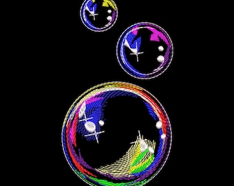 Soap Bubbles Machine Embroidery Design, Playful Embroidery Files (Digital Download)