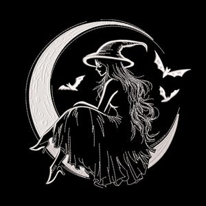 Diseños de bordado de Halloween, archivo de bordado de bruja, descarga instantánea