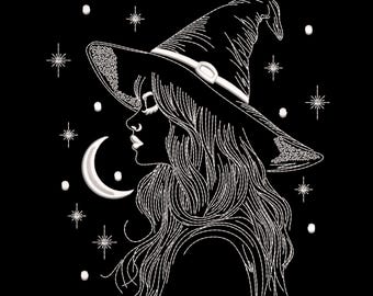 Diseño de bordado a máquina de brujas, archivos de bordado de Helloween, descarga digital