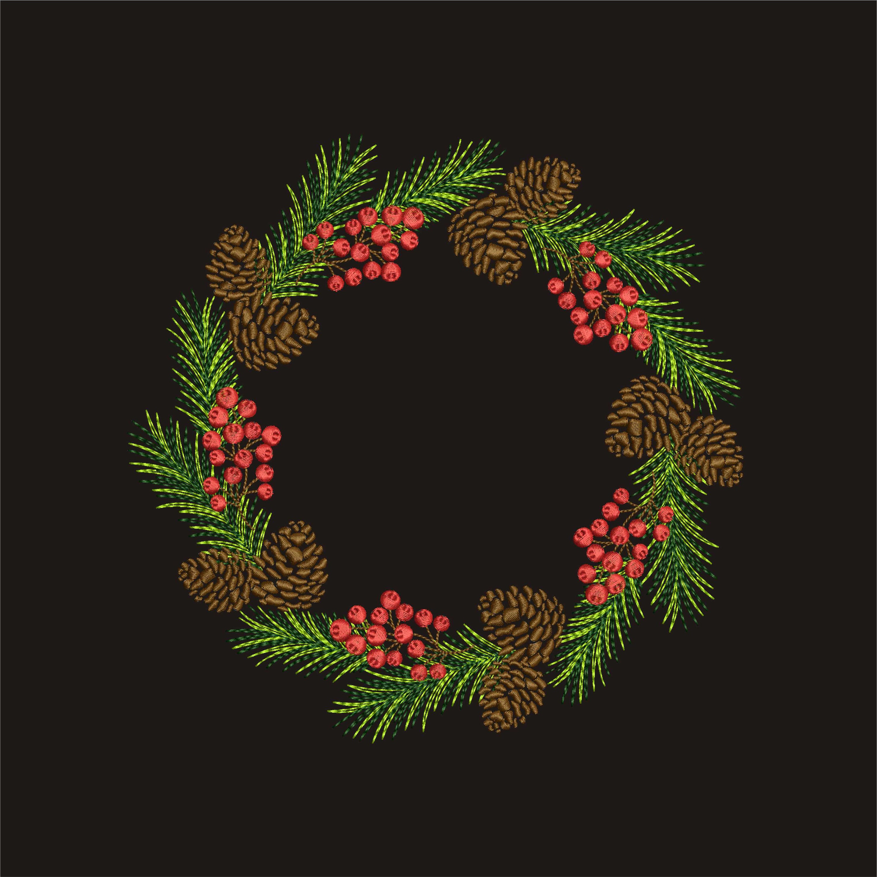 Winter wreath Machine embroidery designs Christmas design Etsy