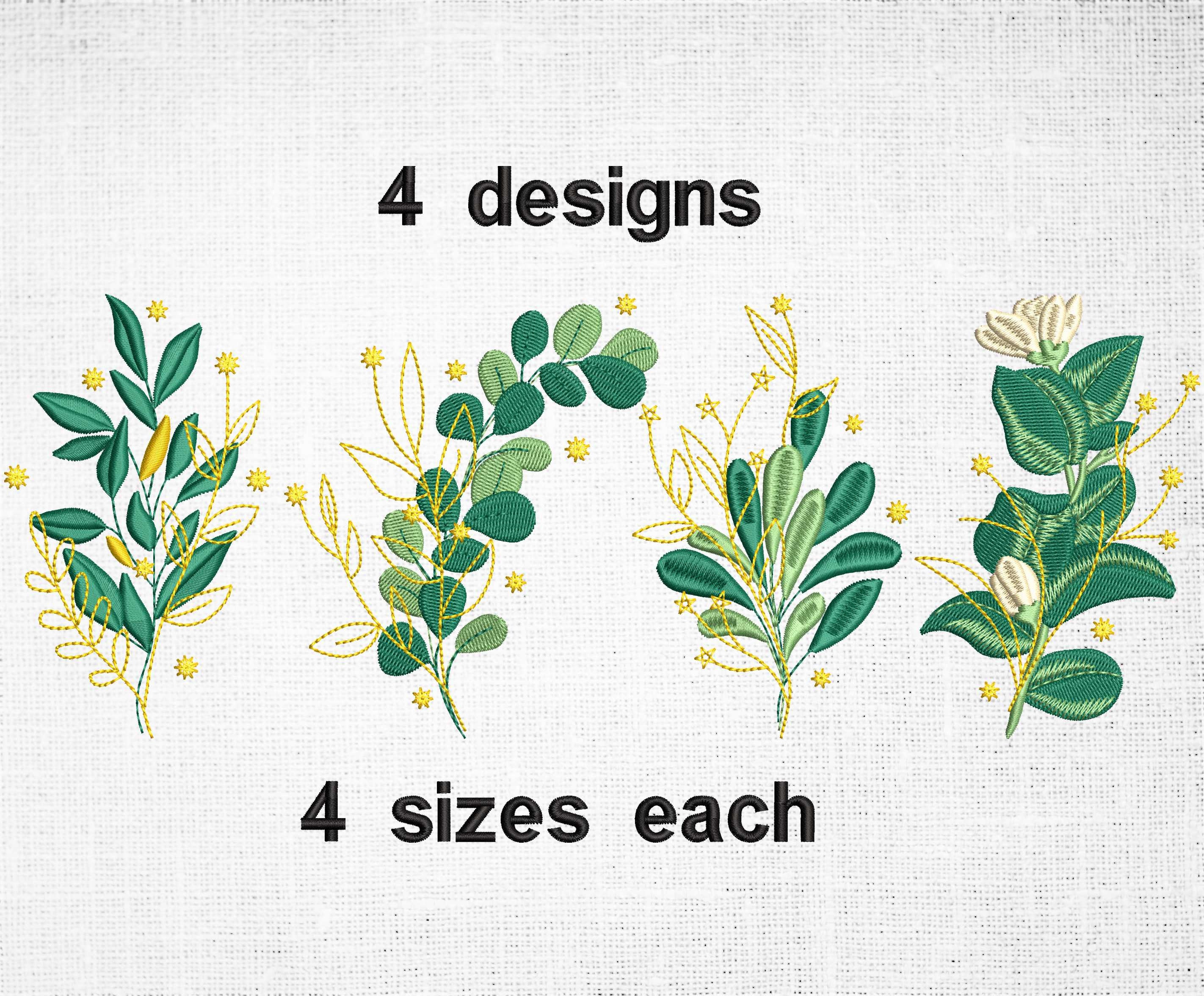 Plant Machine Embroidery Designs Greenery Embroidery Floral Etsy