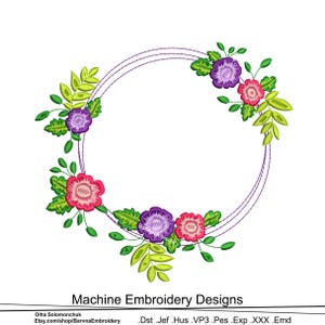Couronne de fleurs, motifs de broderie machine, téléchargement immédiat
