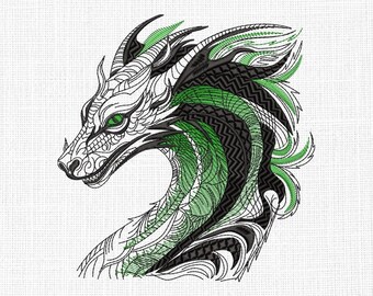 Dragon Head Embroidery Design Fantasy Machine Embroidery File (Instant Download)