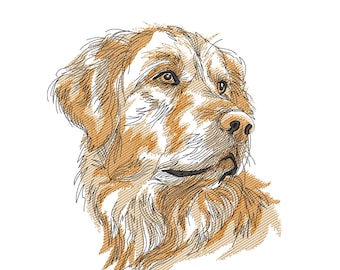 Golden Retriever Embroidery Design: Dog Pet Portrait (Digital Download)