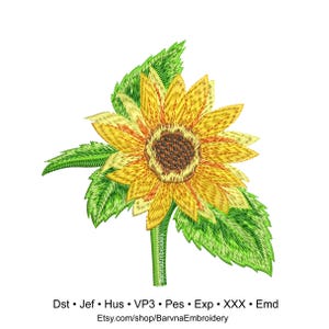 Sunflower embroidery design for machine, Flowers embroidery design, Instant download