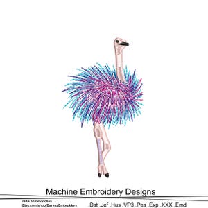 Ostrich bird Machine Embroidery Designs, Instant download