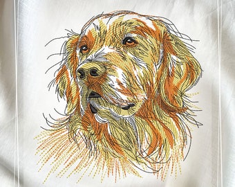 Golden Retriever Digital Machine Embroidery Design, Pets embroidery design, Instant download