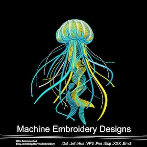Machine embroidery designs Jellyfish. Ocean embroidery designs, Instant download