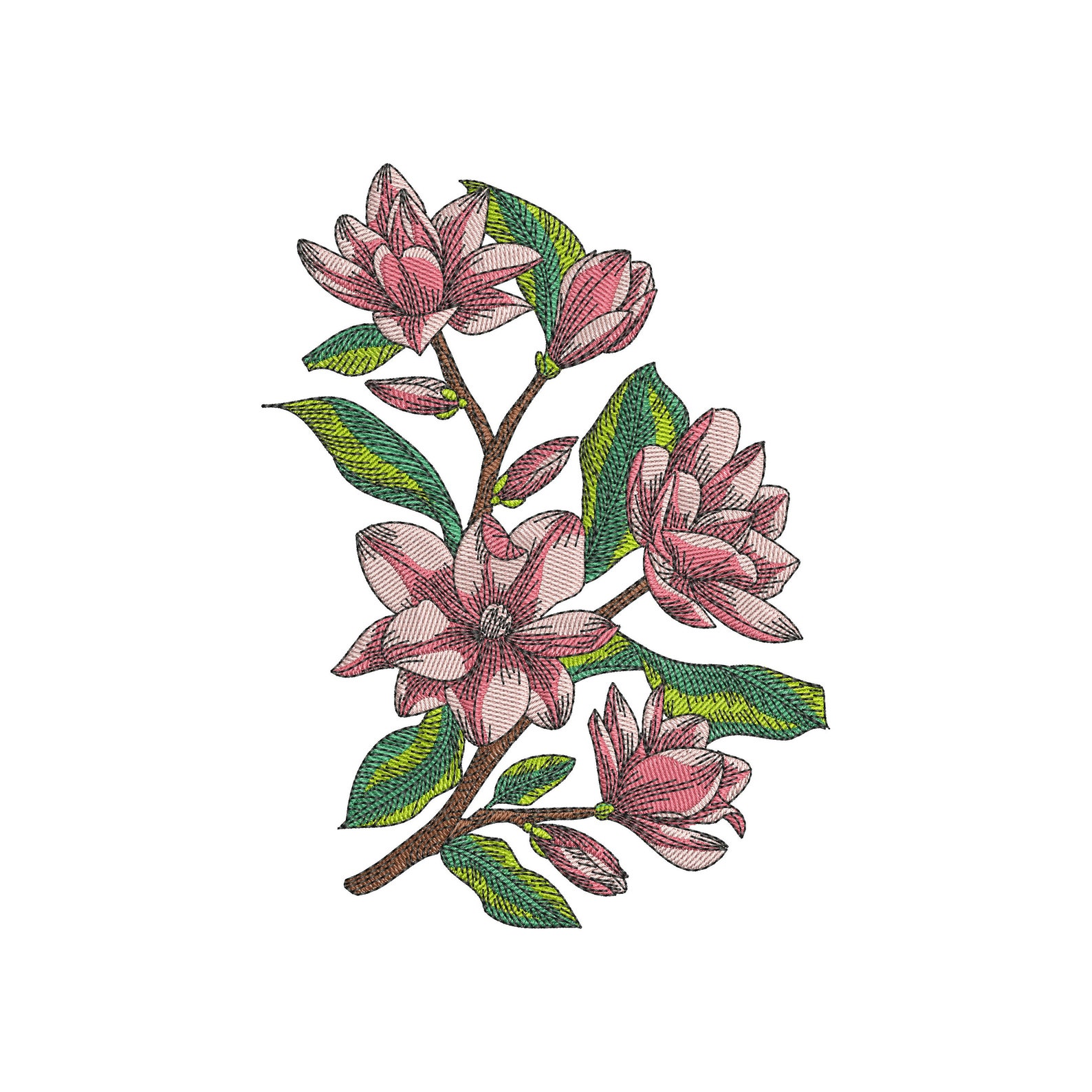 Magnolia flowers machine embroidery designs plant embroidery  etsy