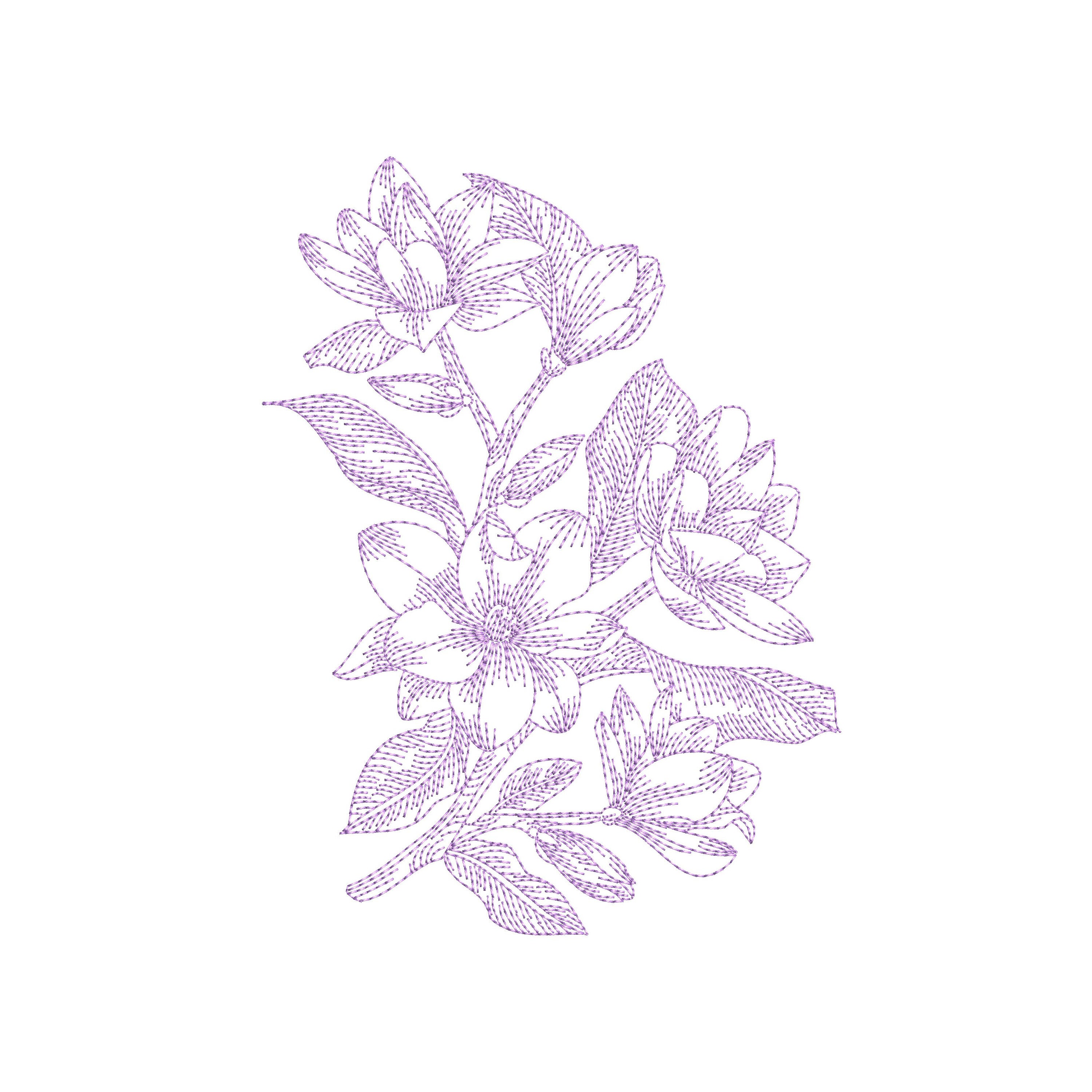 Magnolia flowers machine embroidery designs plant embroidery  etsy