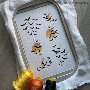 Flying bats Embroidery designs for machine, Halloween embroidery designs, Instant download