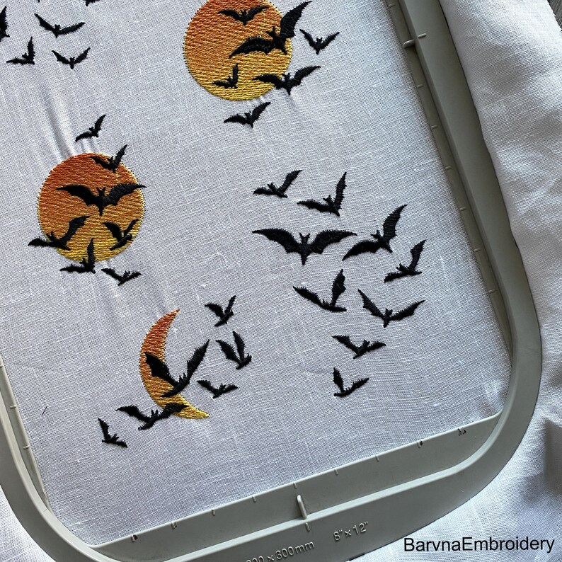 Flying bats Embroidery designs for machine, Halloween embroidery designs, Instant download