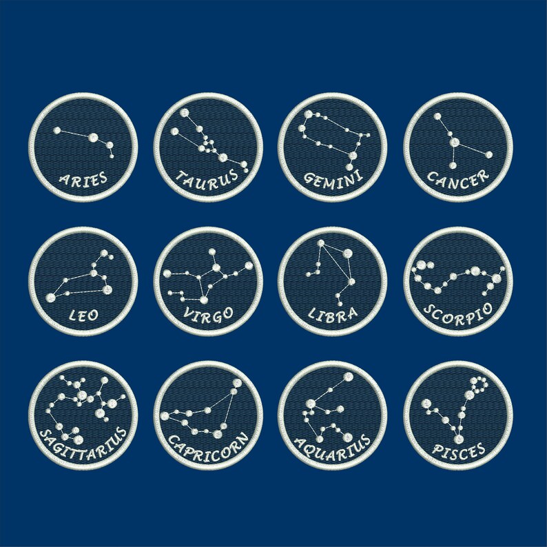 Embroidery Design Files. Zodiac Signs Embroidery Design Pack Etsy