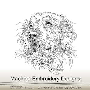 Golden Retriever Digital Machine Embroidery Design, Pets embroidery design, Instant download
