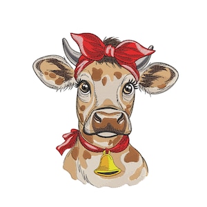 Cow Embroidery Design, Machine Embroidery File for Farm Animal Lovers (Instant Download)