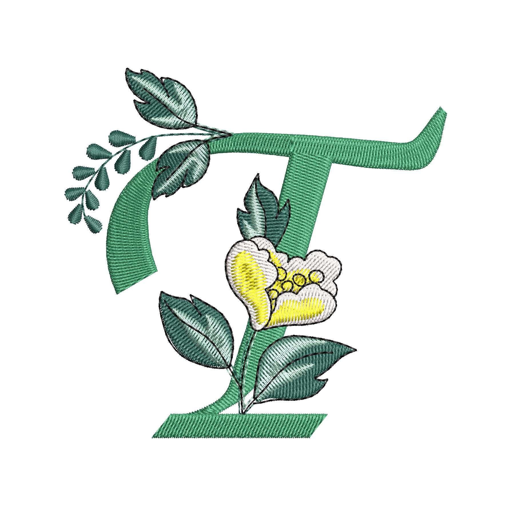 Monogram letter t machine embroidery designs embroidery font  etsy